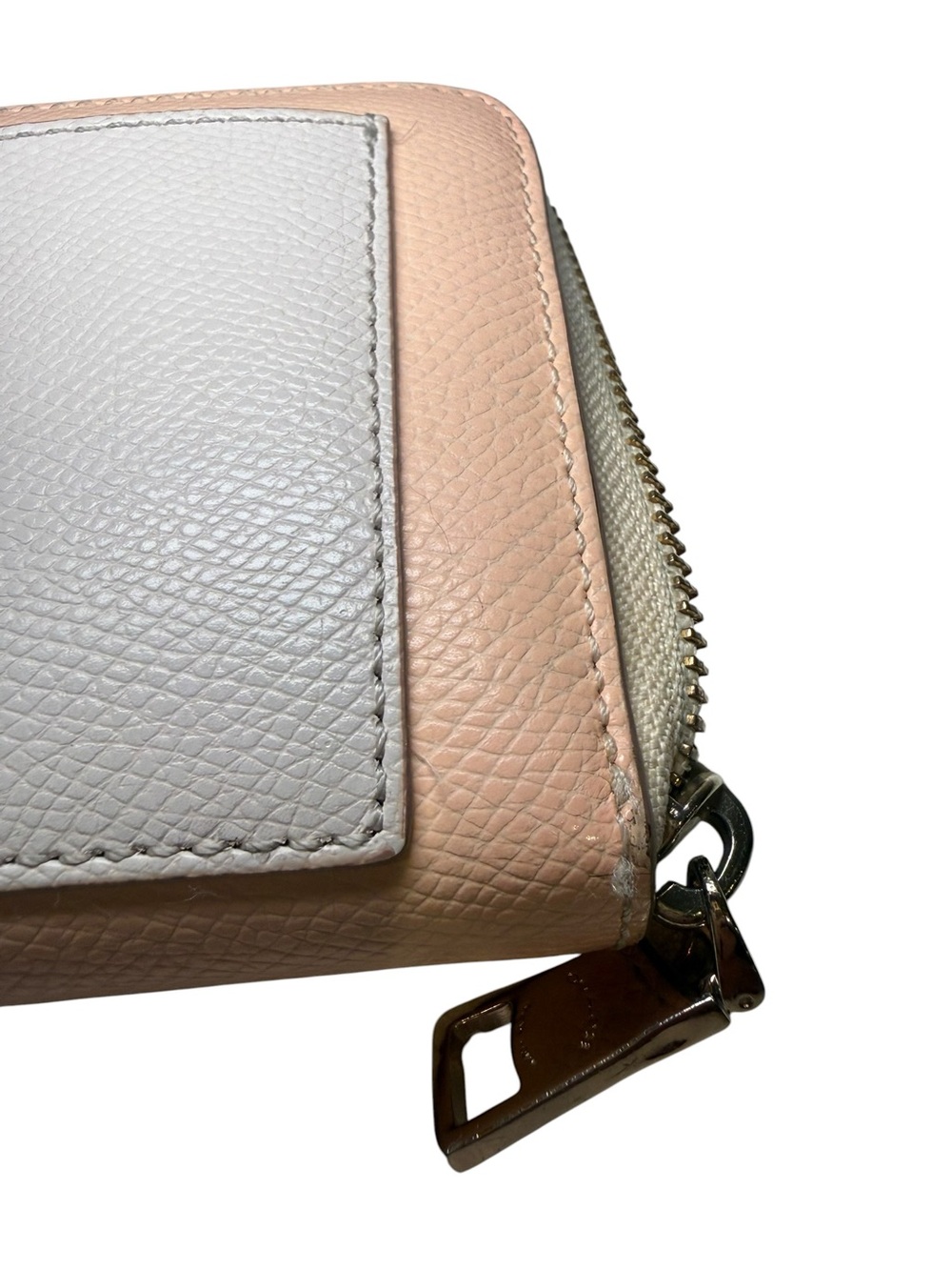 Coach Accordion Zip Wallet in Colorblock Pebble Leather - Pink / Light Gray - Picture 11 of 13